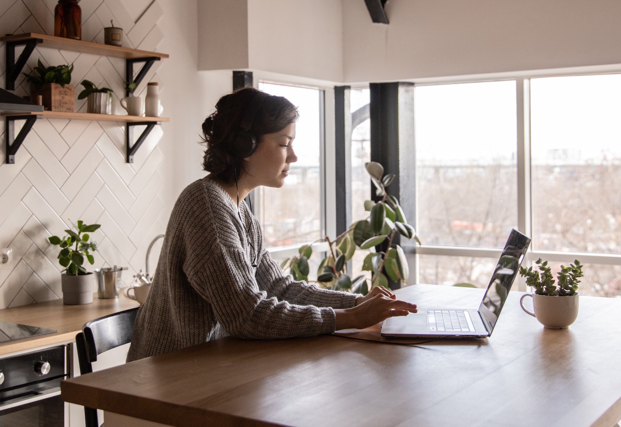 Woman working from home